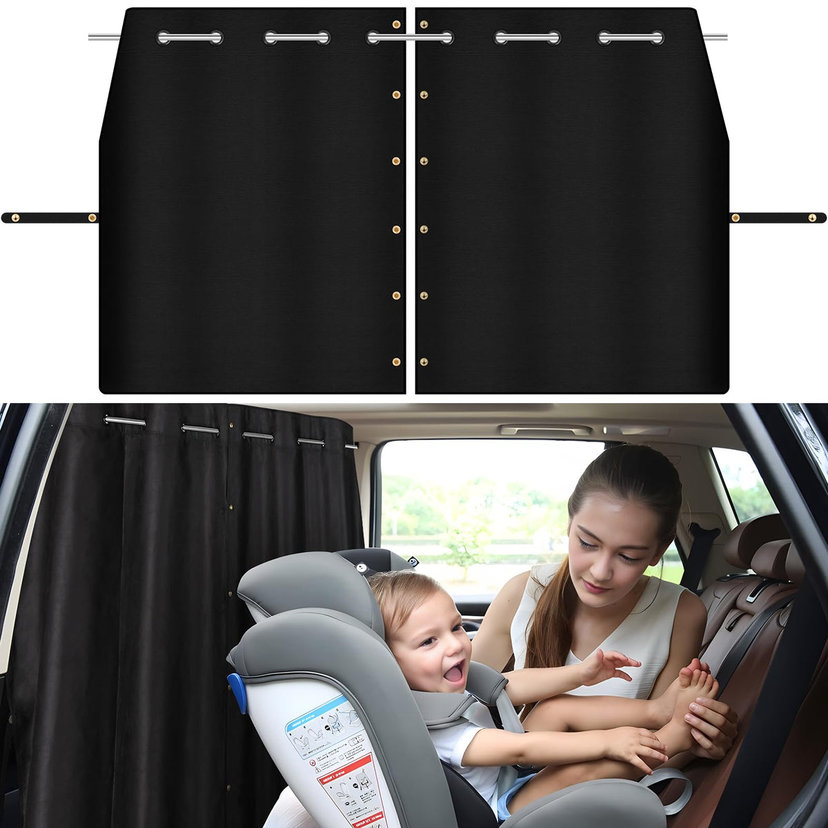 XCBYT Car Privacy Divider Curtain for SUV Van, Adjustable Blackout Rod