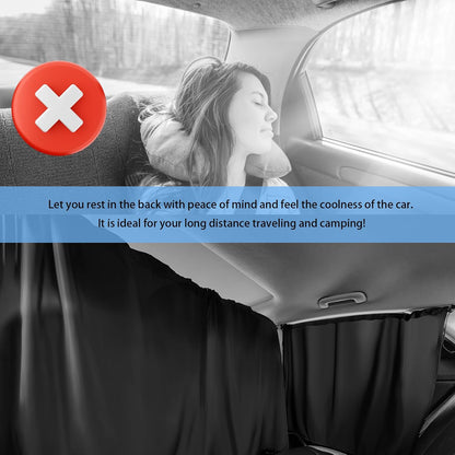 3PCS Car Privacy Curtains Kit,Rear Window Car Curtains & Divider Curtain for Blocking Sunlight & Protecting Privacy,Black Coated Cars Window Shades for Cars SUVs