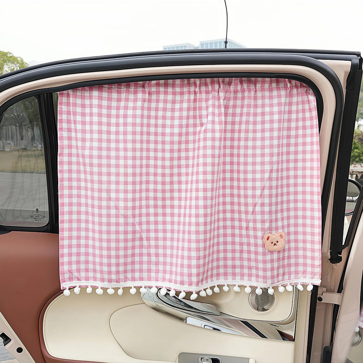 Plaid Car Side Window Curtain Sun Shade of 2,Blue