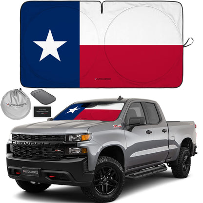 Autoamerics Truck Windshield Sun Shade - American Flag, 64 x 33.5 in