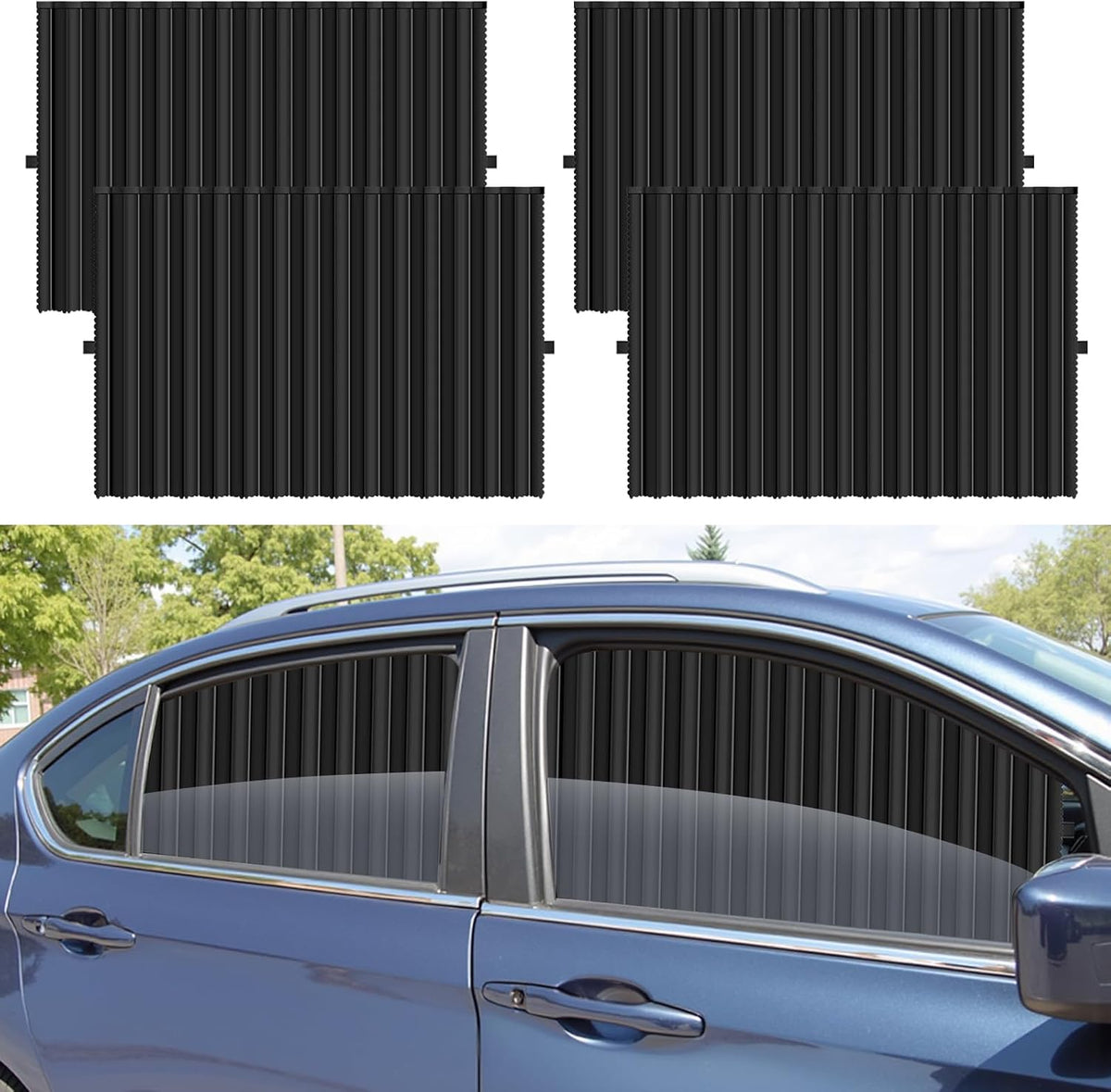 Magnetic Car Privacy Curtains, 4Pack Car Window Shades for Side Window