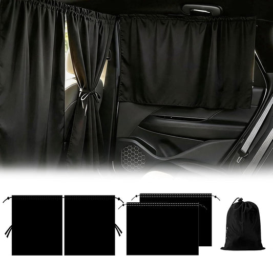 Set of 3 Car Privacy Curtains, Wide Blackout for Sedans, SUVs & Vans