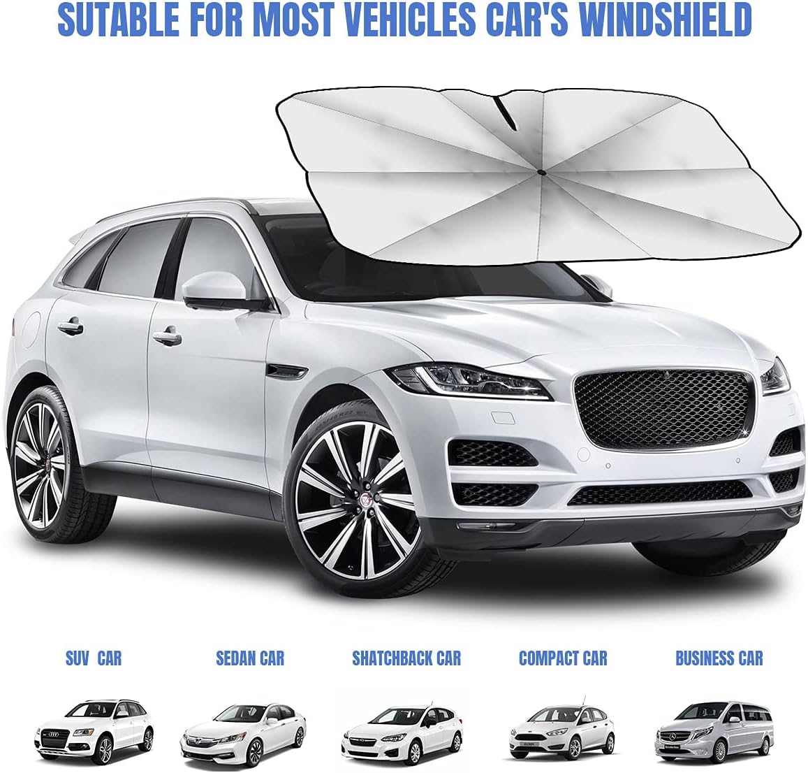 Sedan SUV Car Sun Shade for Windshield, Blocks UV Rays & Sun Heat