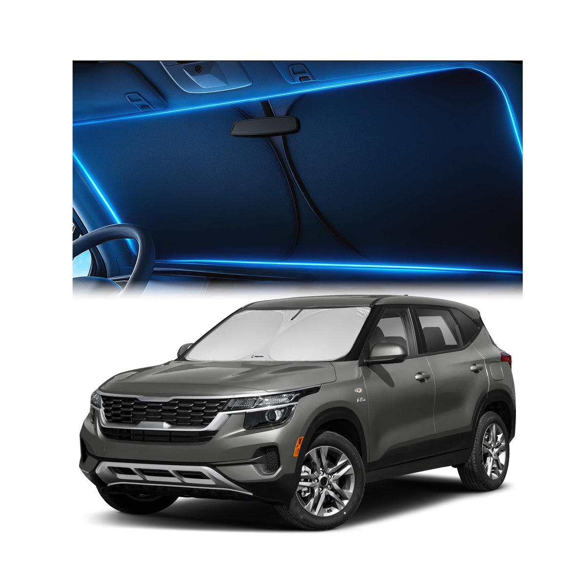 Magnelex Windshield Sun Shade for Kia K5 2021-2026 / Hyundai Sonata 2020-2026, Foldable Car Window Sunshade, Heat & UV Visor Cover, Reflective Front Shades Accessories