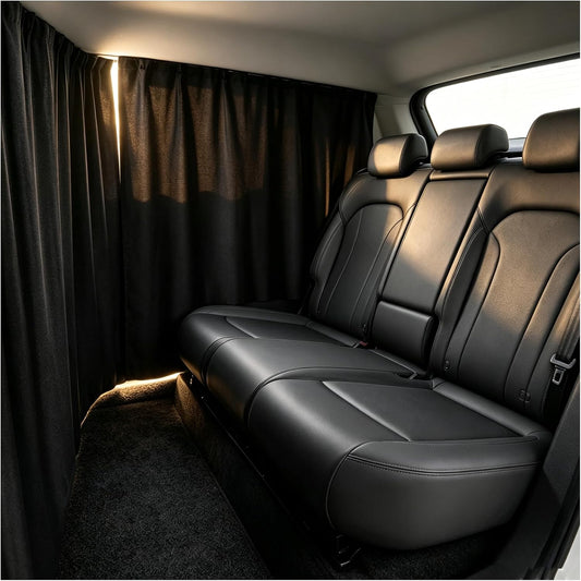 3PCS Car Privacy Curtains Kit,Rear Window Car Curtains & Divider Curtain for Blocking Sunlight & Protecting Privacy,Black Coated Cars Window Shades for Cars SUVs