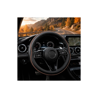 Car Steering Wheel Cover Full Surround - Soft Breathable Anti-Slip Heavyweight Safety Cover, Thick Cushioned Sports Style Universal Fit for Auto Truck SUV (Black)