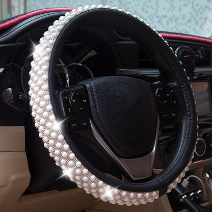Evankin Lattice Leather Steering Checker Wheel Cover, Black and White