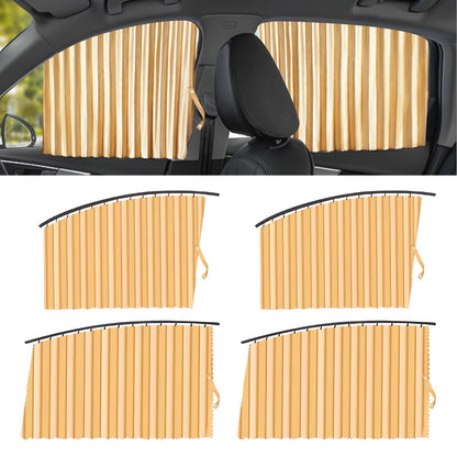 Upgrade 4 Pack Slide Rail Car Window Sun Shades for Side Window Magnetic Car Curtains for Privacy Car Window Covers Blackout Blinds to a Classy Ride for Camping Sleeping (with Straps - Black)