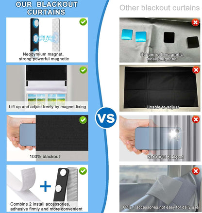 100% Blackout Blind Magnetic Window Cover,Cuttable Black Out Curtain 118x57