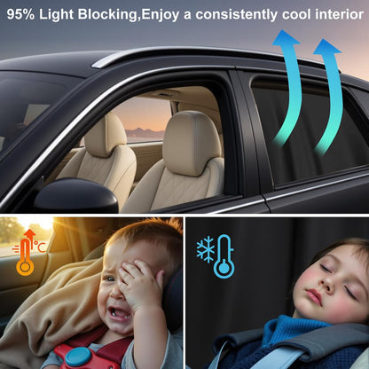 5Pcs Car Window Curtains, 4Pcs Car Side Window Shades & Car Divider Curtain
