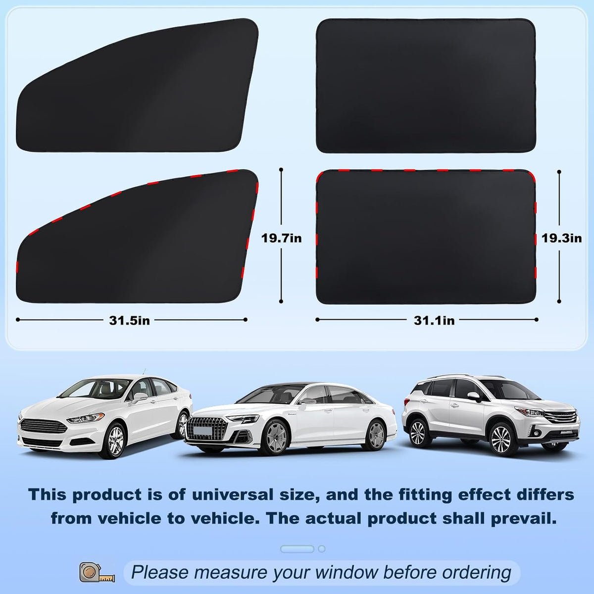 ZATOOTO Magnetic Car Window Shade 4 Pack, Car Privacy Curtain UV Block