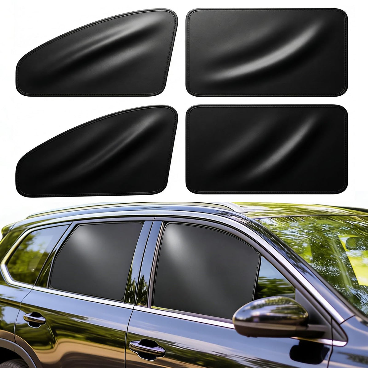 Magnetic Car Window Shades - 100% Block Light Window Tint - 4Pcs