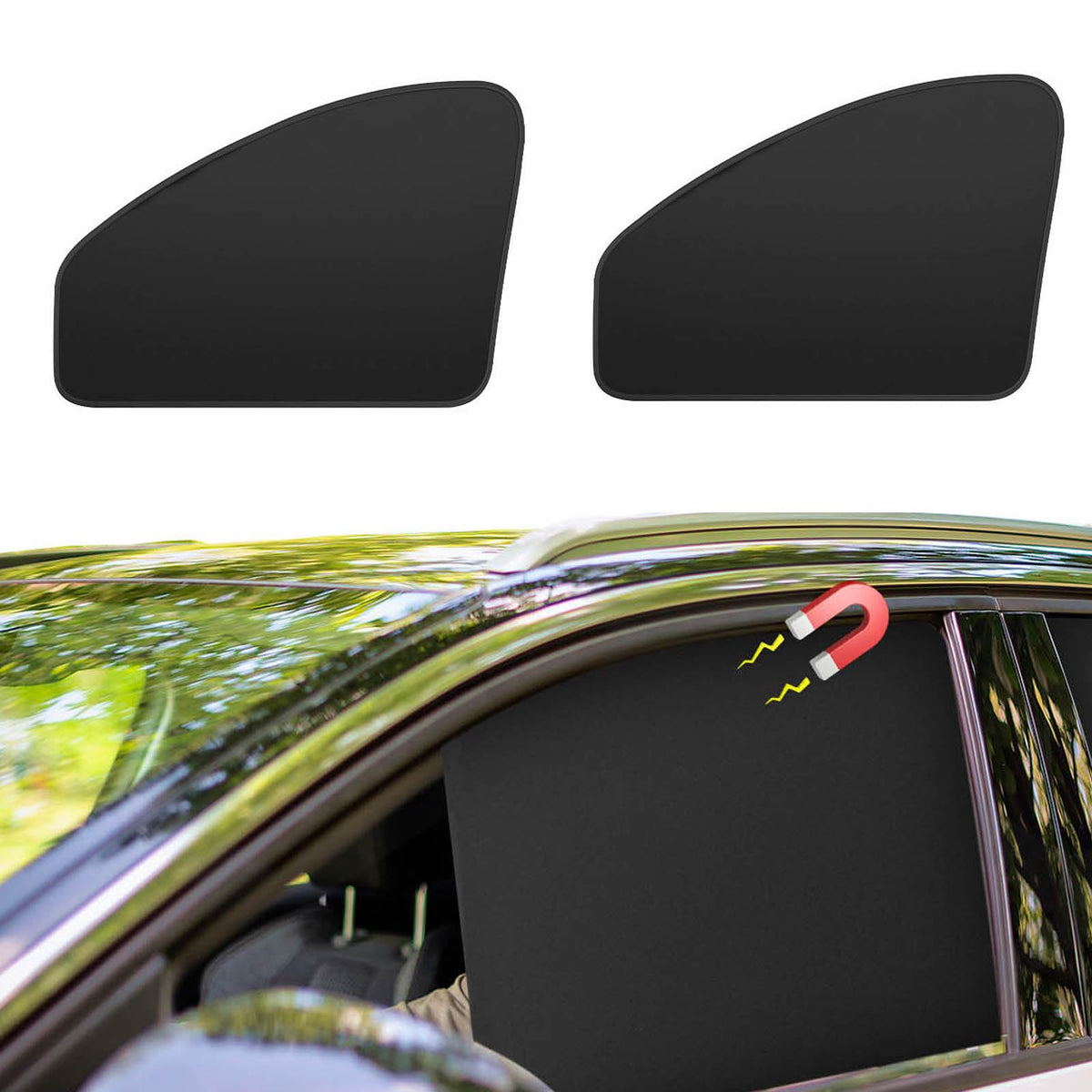 Magnetic Car Window Shades - 100% Block Light Car Curtains - 4Pcs