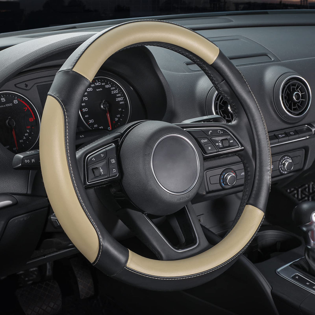 SEG Direct Steering Wheel Cover 15.5-16 inch Heavy-Duty, Black