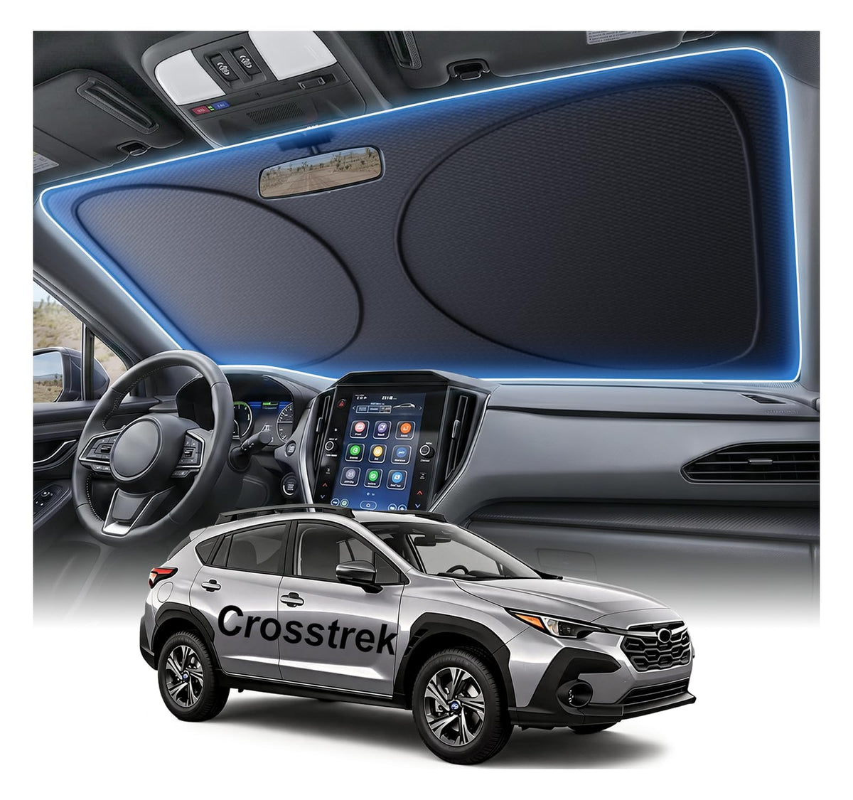 2026 Upgraded Windshield Sun Shade for Toyota RAV4 [Precision Custom Fit, Superior UV & Heat Block] Cooling Tech Fabric, Durable Foldable with Storage Bag, Fits 2000-2026