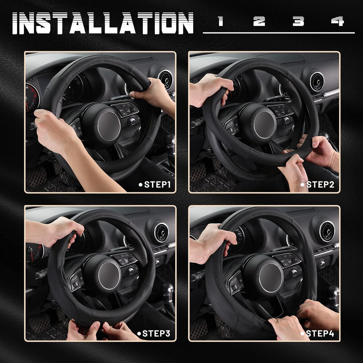 SEG Direct Car Steering Wheel Cover for Prius Civic Model 3 / Y 14"-14.25"