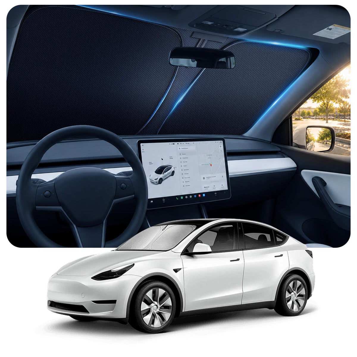 [2026 Upgraded] DooGooCcoo Windshield Sun Shade for Honda Civic 2022-2025 2026 [Cooling Ice-Crystal, 100% Sun Block ] Sunshade for Car Windshield for Honda Civic Sun Shade, Custom Fit Civic.