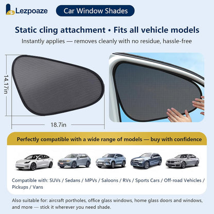 2-Pack Car Window Shades | Mesh Static Adsorption Side Window Sunshade | Universal Fit 99% Vehicles | Foldable Anti-UV Curtain Blocks UVA/UVB | 18.7" x 14.1" for Baby | Black