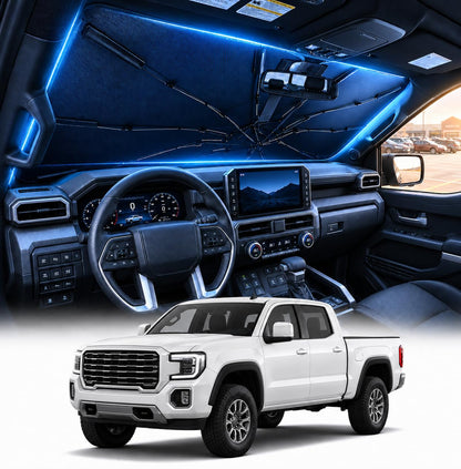 [2026 Upgraed] DooGooCoo Windshield Sun Shade Umbrella for Toyota Tacoma [100% Sunlight Blocked, Ice Crystal Cool] Sunshade for Car Windshield for Tacoma Sun Shade 2016-2026, Custom Fit for Tacoma.