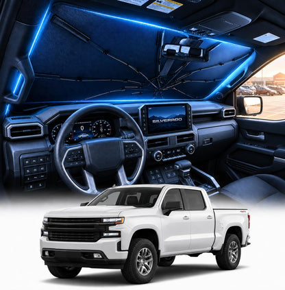 [2026 Upgraed] DooGooCoo Windshield Sun Shade Umbrella for Toyota Tacoma [100% Sunlight Blocked, Ice Crystal Cool] Sunshade for Car Windshield for Tacoma Sun Shade 2016-2026, Custom Fit for Tacoma.