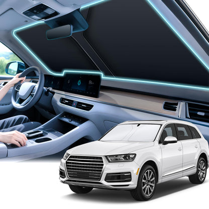 SINGARO 300T Universal Car Windshield Sun Shade, Foldable Reflective for Windshield & Window Shades with Overlapping Design, Car Interior Accessories (68.8" L x 35" W)