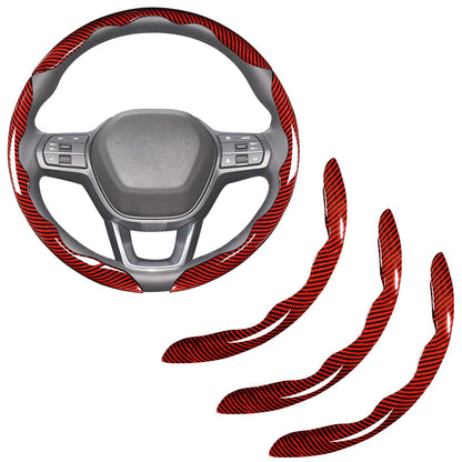 Carbon Fiber Steering Wheel Covers 3 piece Clip on Steering Wheel Cover (Black)
