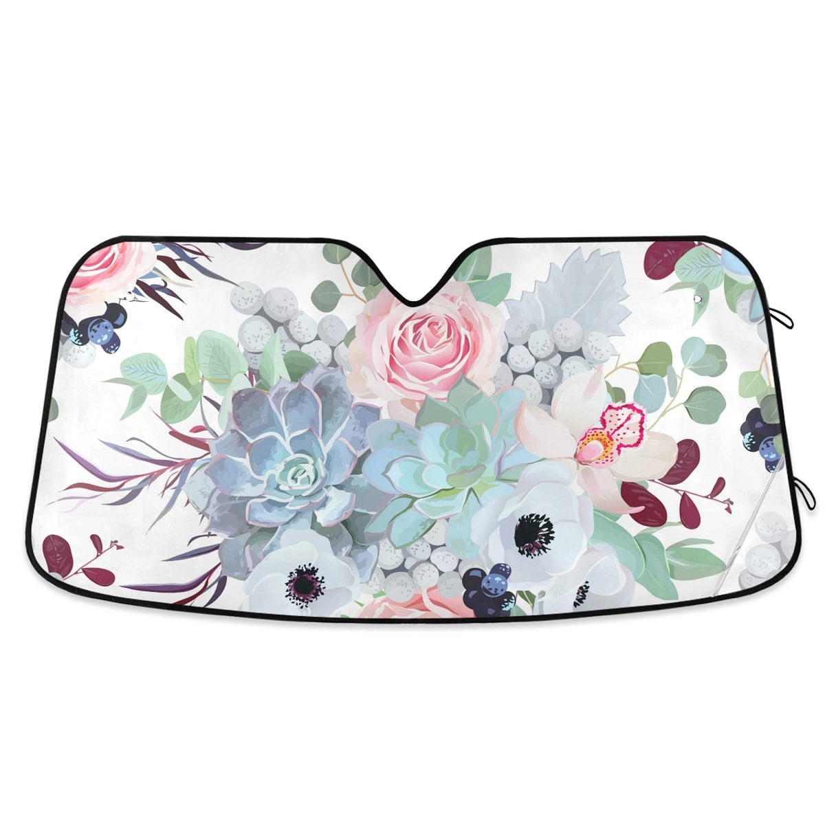 Elegant Pink Rose Gold Floral Car Windshield Sun Shade Block UV Rays Sun Visor Protector Accordion Folding Sunshade Keep Vehicle Cool&Damage Free,Easy to Use,Fits Windshields of Various Sizes