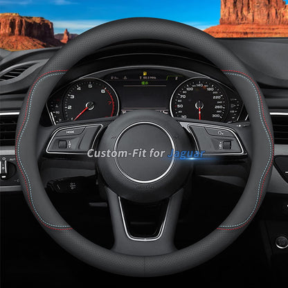 Custom-Fit for Mazda Steering Wheel Cover, Premium Leather Car Steering Wheel Cover with Logo, Non-Slip, Breathable (B-Style,for Mazda)