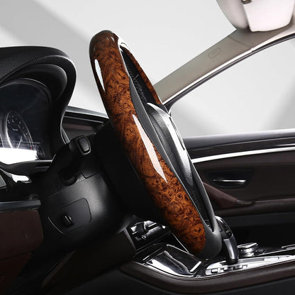 KAFEEK Wood Grain Steering Wheel Cover, 14 1/2-15 Inch, Brown