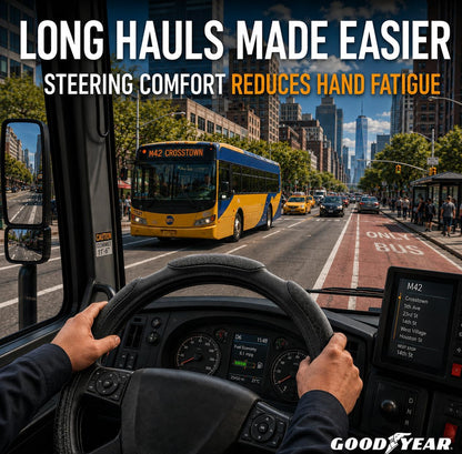 Goodyear 18" Semi Truck Steering Wheel Cover Non Slip Grip, Comfortable, Heavy-Duty Protection, Compatible with Freightliner, Bus, Trucks