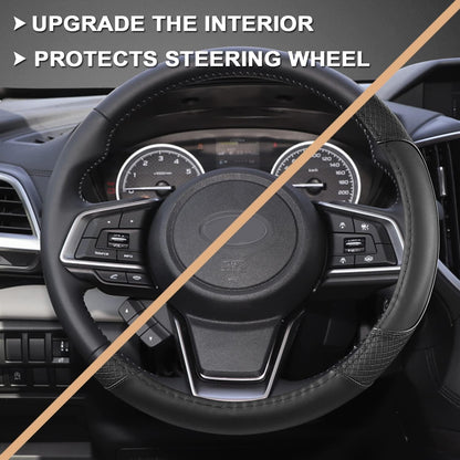 GIANT PANDA Customized Auto Steering Wheel Cover for Subaru Forester, Car Steering Wheel Cover for Subaru Outback and Crosstrek - Solid Black