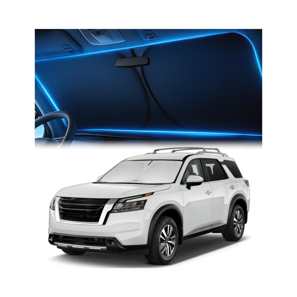 Magnelex Windshield Sun Shade for Kia K5 2021-2026 / Hyundai Sonata 2020-2026, Foldable Car Window Sunshade, Heat & UV Visor Cover, Reflective Front Shades Accessories
