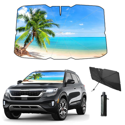 Windshield Sun Shade 2025 Car Accessories 100% Blackout Car Front Windsow Shades Umbrella Automotive Sun Visor Block Heat Insulation Protection (Black Eyes)