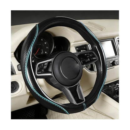 Car Steering Wheel Cover, 14.5-15 Inch Carbon Fiber, Beige