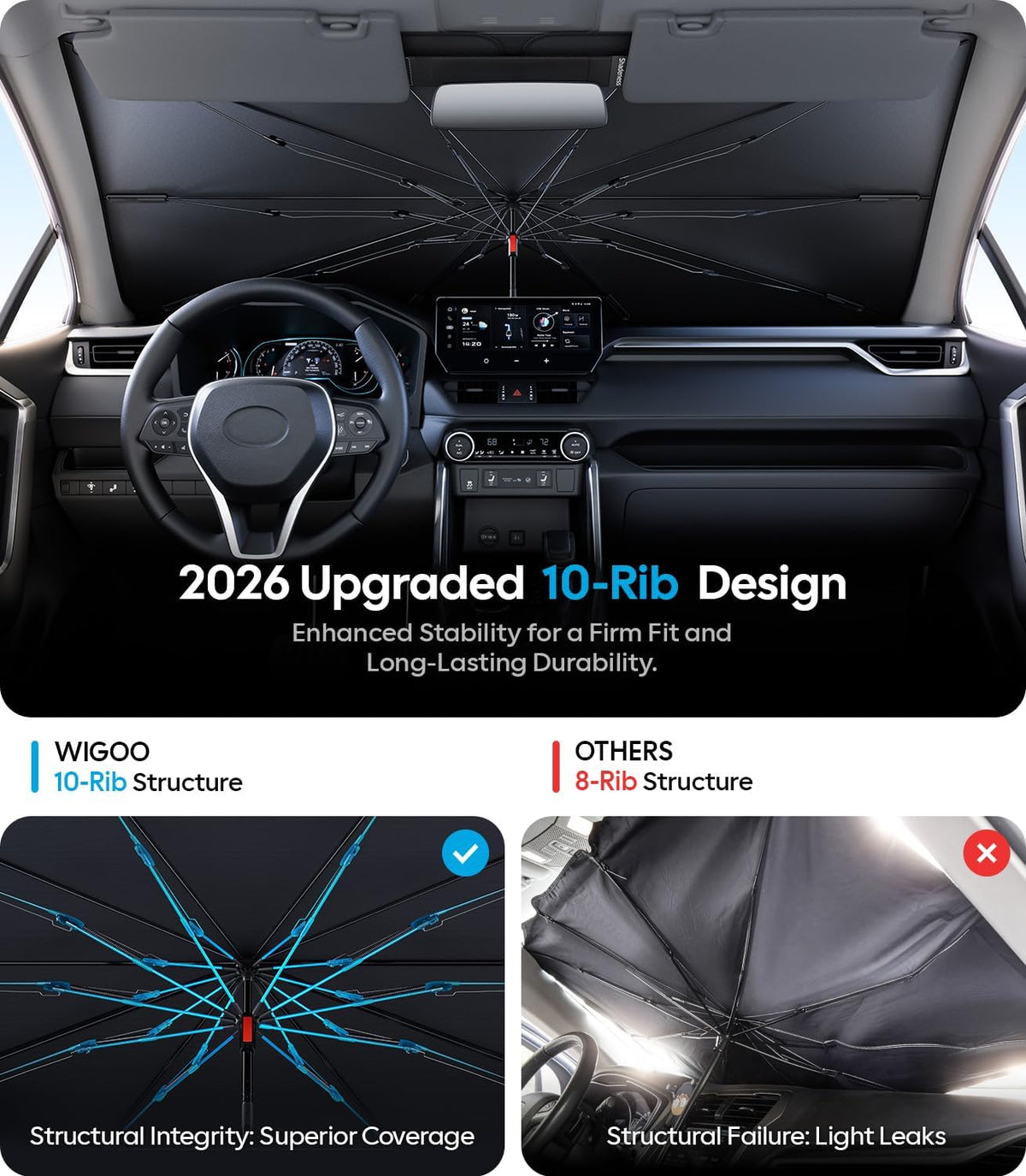 Wigoo Ice-Shield Car Windshield Sun Shade, 60"x36"