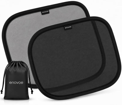 Enovoe Car Window Shades for Baby (4 Pack) - 21"x14" - Sun Shade Blocker, Cling - Glare Shield and UV Rays Protection for Your Child - Side Windows Screens for SUV- Mesh Window Shades for Car Baby