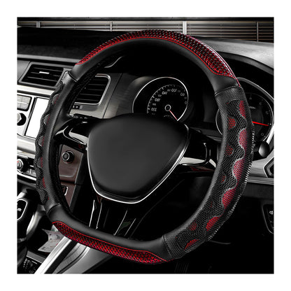 Car Steering Wheel Cover, 15 Inch Anti-Slip Steering Wheel Cover Protector with 3D Honeycomb Design, Universal Steering Wheel Covers for Cars Truck SUV, Car Accessories (Red)