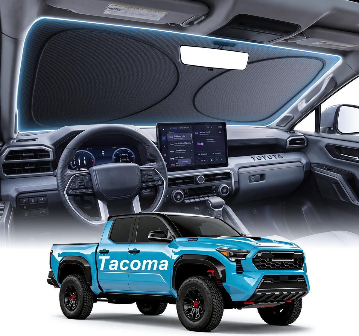 2026 Upgraded Windshield Sun Shade for Toyota RAV4 [Precision Custom Fit, Superior UV & Heat Block] Cooling Tech Fabric, Durable Foldable with Storage Bag, Fits 2000-2026