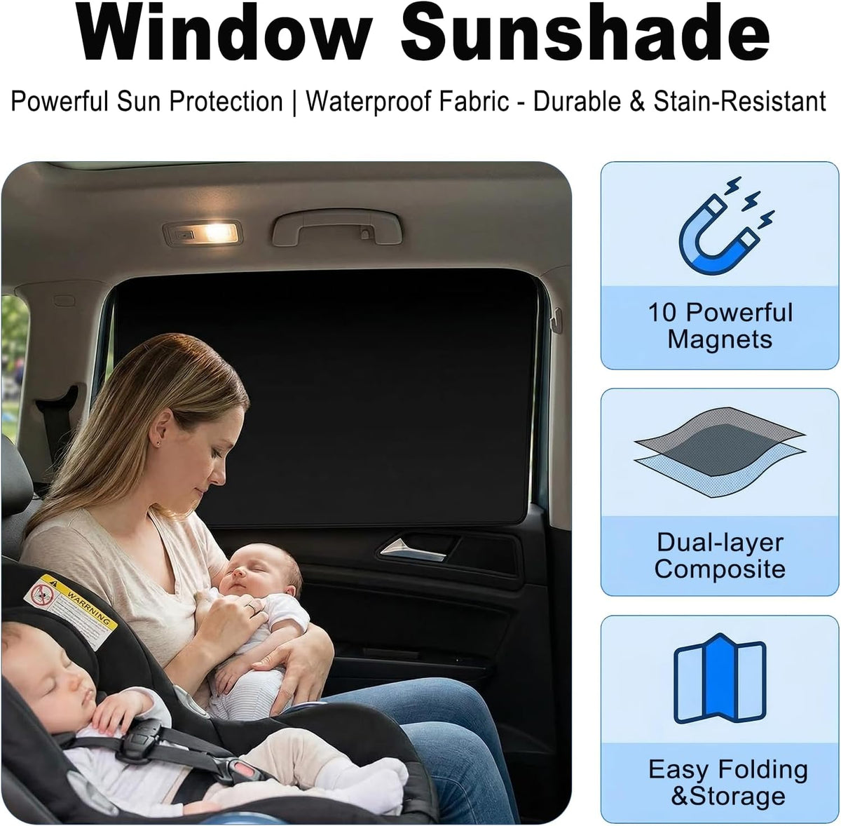 Car Window Shades, Magnetic Blackout Sun Shade Blinds, 4 Pack