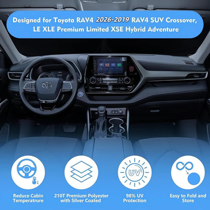 Windshield Sun Shade Car Sunshade Accessories for 2026-2019 Toyota RAV4