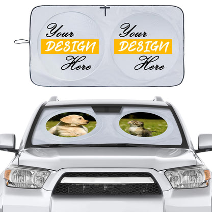 Car Windshield Sunshade, Cute Dog & Cat Front Windshield Sun Shade - Medium