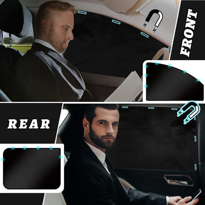 Tallew 5 Pcs Car Window Covers Sun Shades Black Divider Car Curtain Magnetic Privacy Side Sunshade Accessories for Men Adult Auto Camping Sleeping
