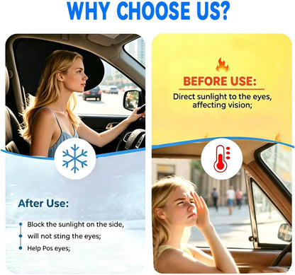 Car Window Shade 4 Pack, Magnetic Sun Blocker with Static Suction, 99% UV Protection, Universal Fit for Sedan MPV SUV Truck, Front and Rear Windows