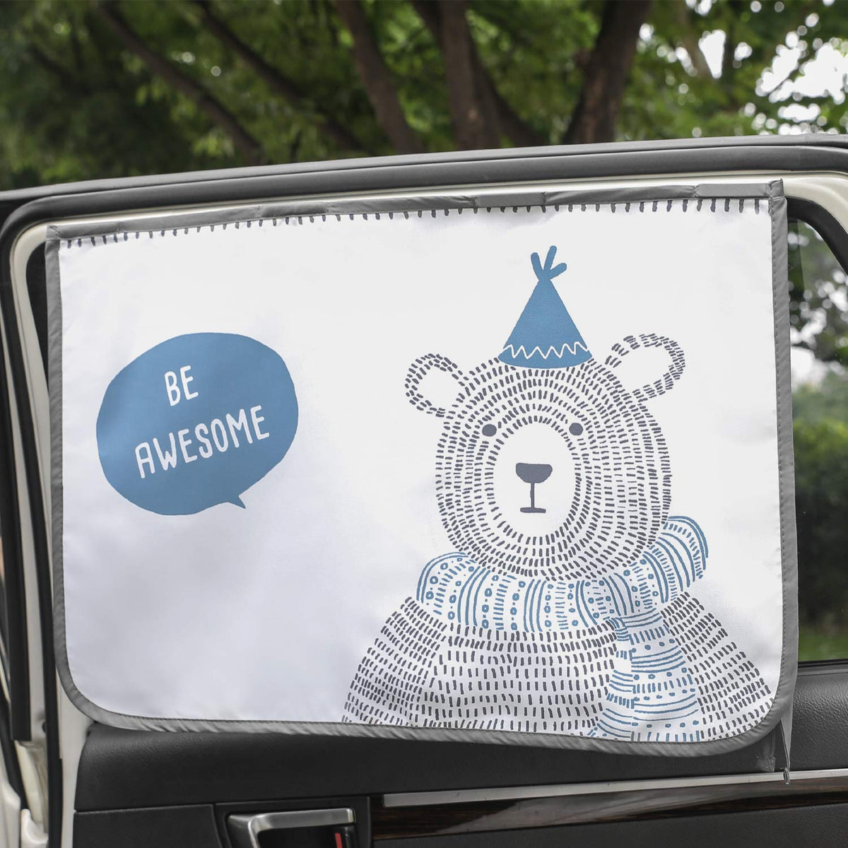 Magnetic Car Sun Shade Curtain for Side Window – Sun Blocker and UV Protector for Baby, Kids, and Pets – Universal Fit with Built-in Magnets for Steel-Framed Door (Be-Kids Alphabet)