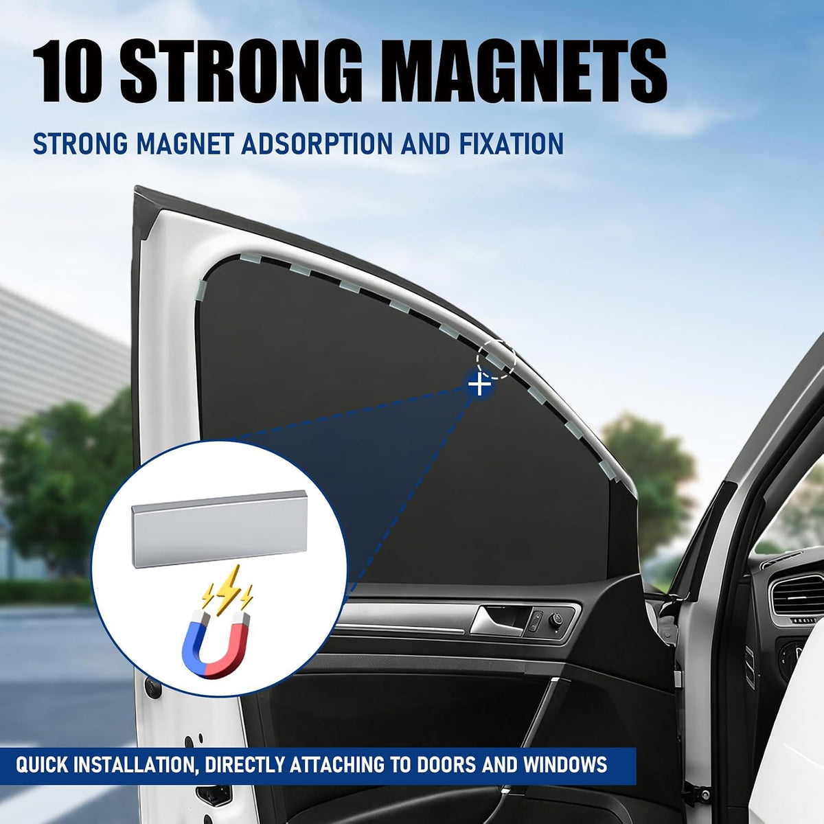 Car Window Shades 4 Pack,99% Blackout Car Privacy Curtains for Side Windows,Magnetic Sun Shade Covers Keep Vehicle Cooler for Breastfeeding,Napping,Camping - Easy Install for Most SUV,Sedan,Truck