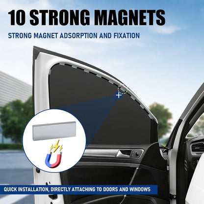 Car Window Shades 4 Pack,99% Blackout Car Privacy Curtains for Side Windows,Magnetic Sun Shade Covers Keep Vehicle Cooler for Breastfeeding,Napping,Camping - Easy Install for Most SUV,Sedan,Truck