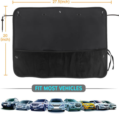 Car Sun Shade Side Window, 2 Pcs Blackout Car Window Shade for Baby Privacy with Storage Net Pockets Auto Curtains 7 Suction Cups for Heat/UV Protection Sun Block Covers