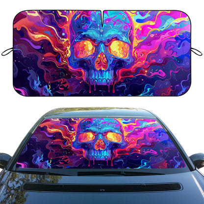 Japanese Cherry Blossoms Car Windshield Sunshade - Folding Red Sun Heatshield Front Window Sun Shade Visor Protector for Sedan, Truck, SUV - 59" L x 31.5" W