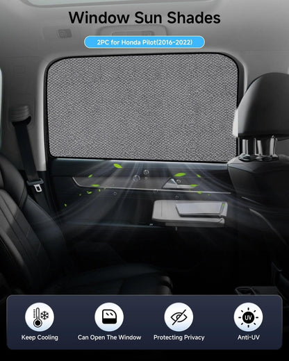 Car Window Shade for Honda Pilot 2016-2022,2 Pack UV & Glare Protection, Breathable Privacy Screen, Insect & Bug Blocker Magnetic Mesh Side Rear Sun Shades for Baby Camping, Napping & Travel