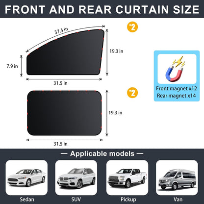 XCBYT Magnetic Car Side Window Shades, Car Sunshade for Baby, 4 Pack